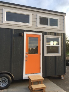 tiny house with orange door